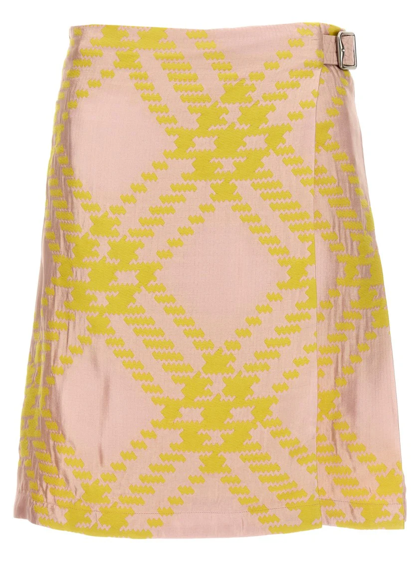 Macro Check Wrap Skirt