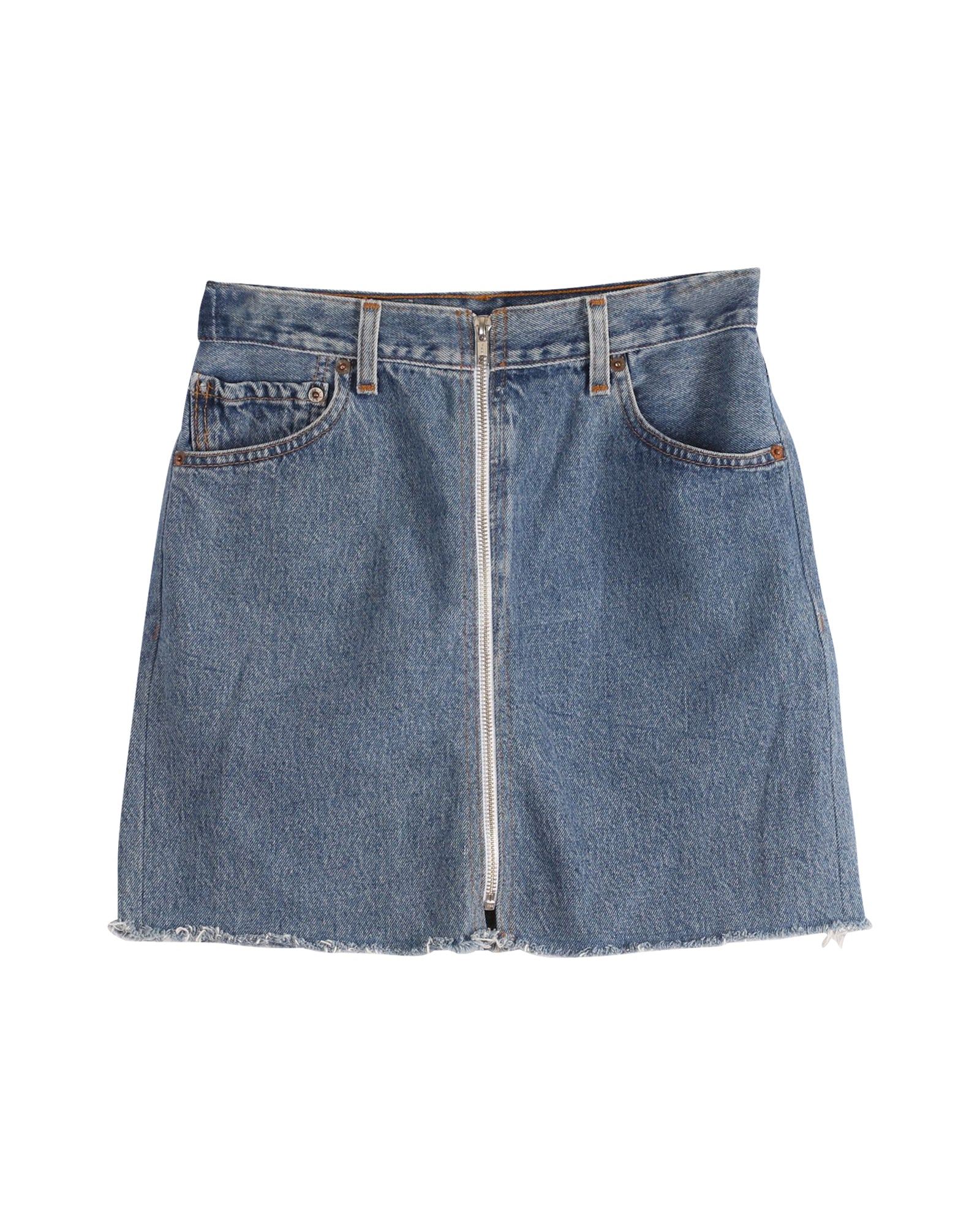 Re/done x Levis Zip Up Mini Skirt in Blue Cotton