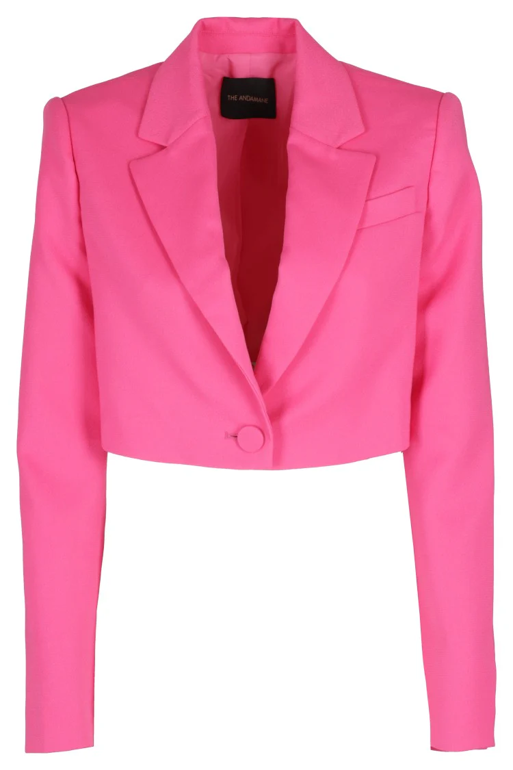 Cropped Fuchsia Blazer With Classic Lapel
