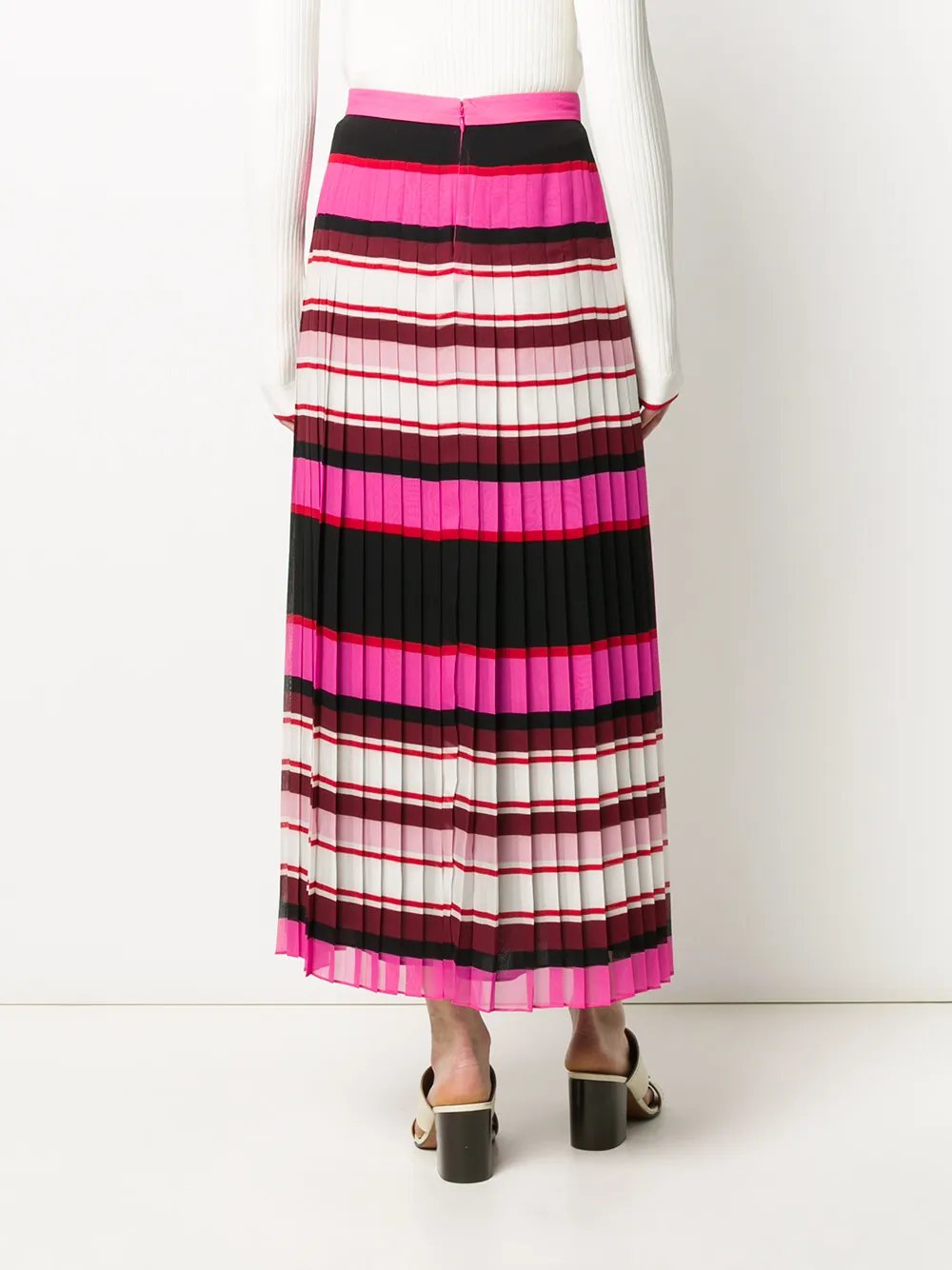 Valentino Garavani Striped Pleated Silk Skirt