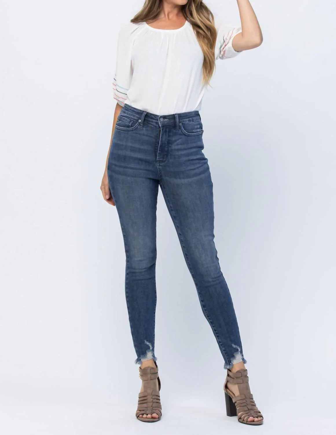 High Rise Tummy Control Skinny Jeans In Medium Wash