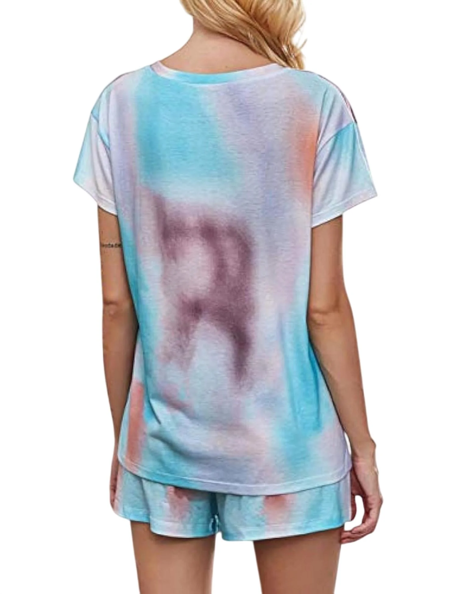 Tie Dye Lounge Short Set In Pastel