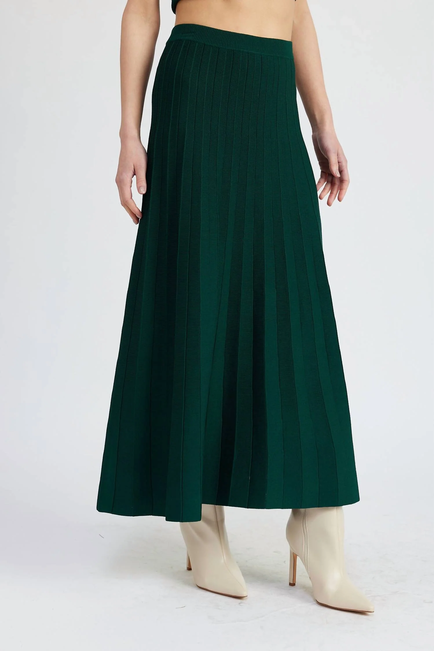 Sigrid Midi Skirt In Forest Green
