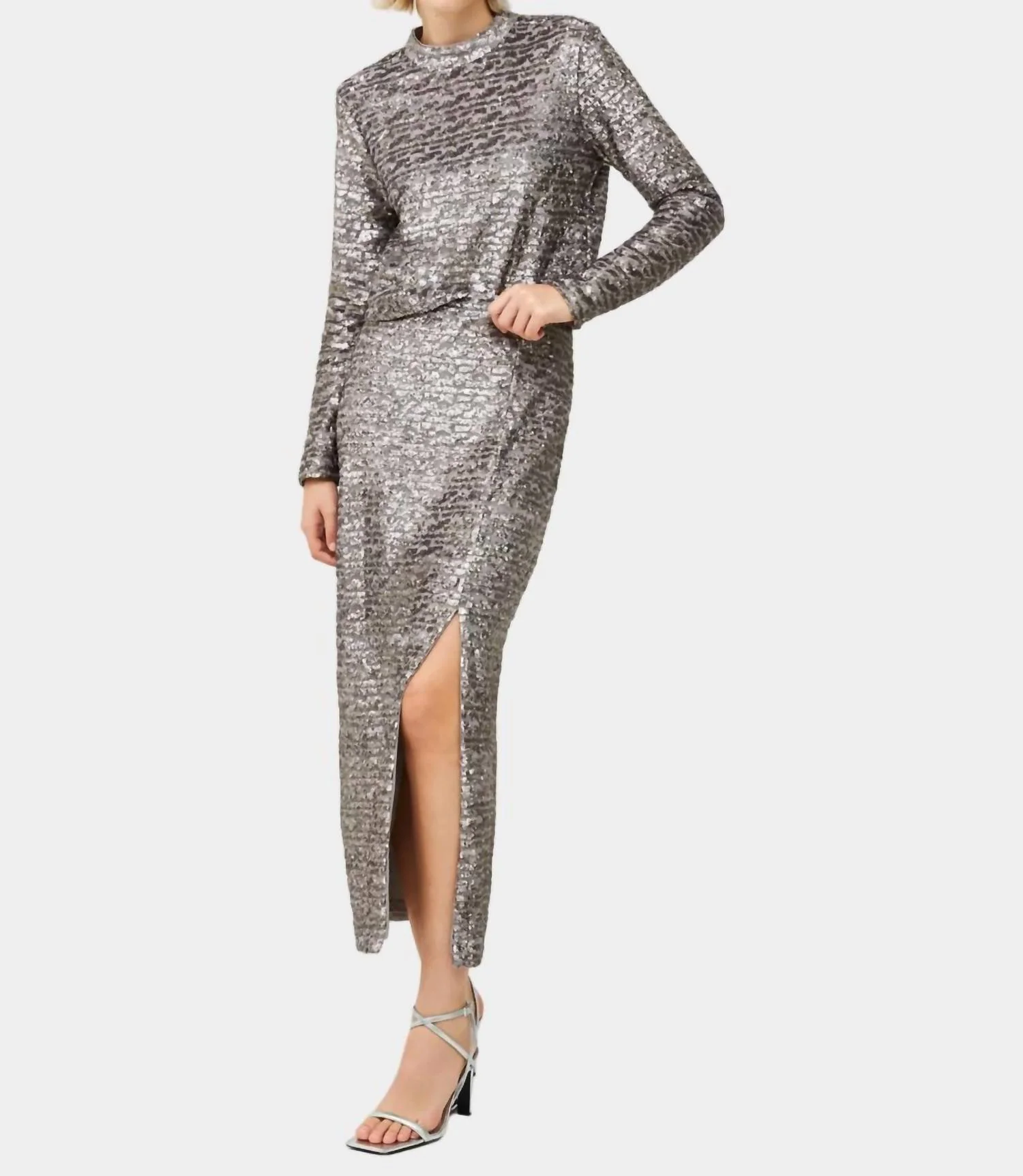Adalynn Sequin Skirt In Grey