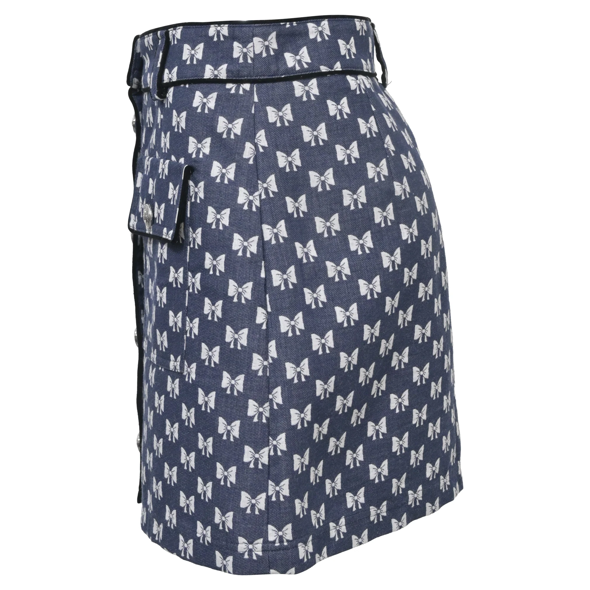 Maje Jonala Printed Mini Skirt in Blue Cotton