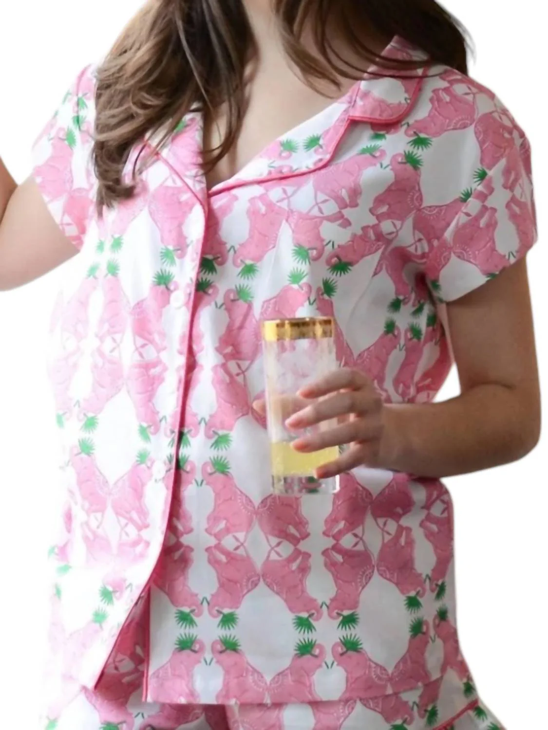 Ruffled Pajama Summer Set In Elephants At Play