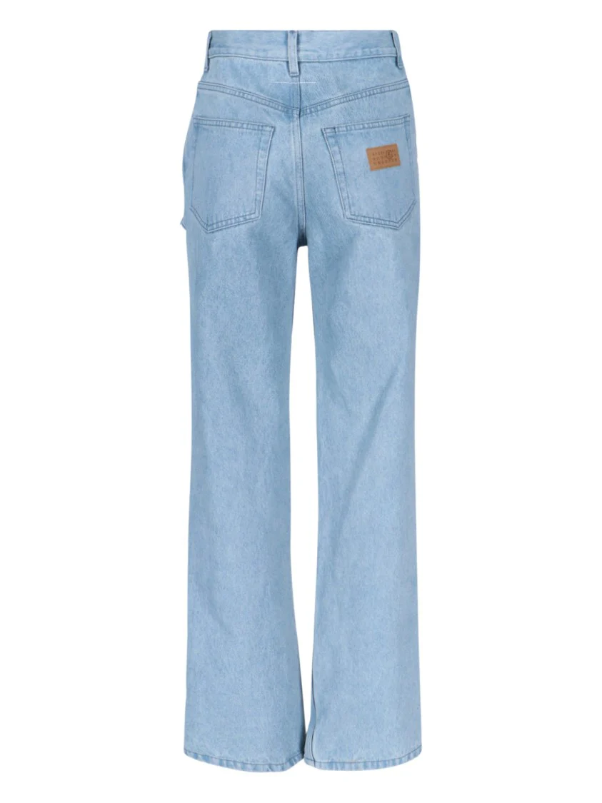 Destroyed Straight Jeans – Light Blue