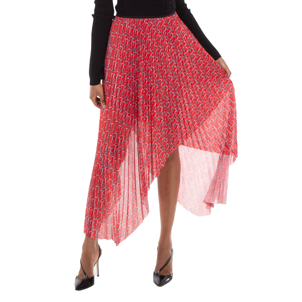Burberry Pleated B Jersey Midi Skirt