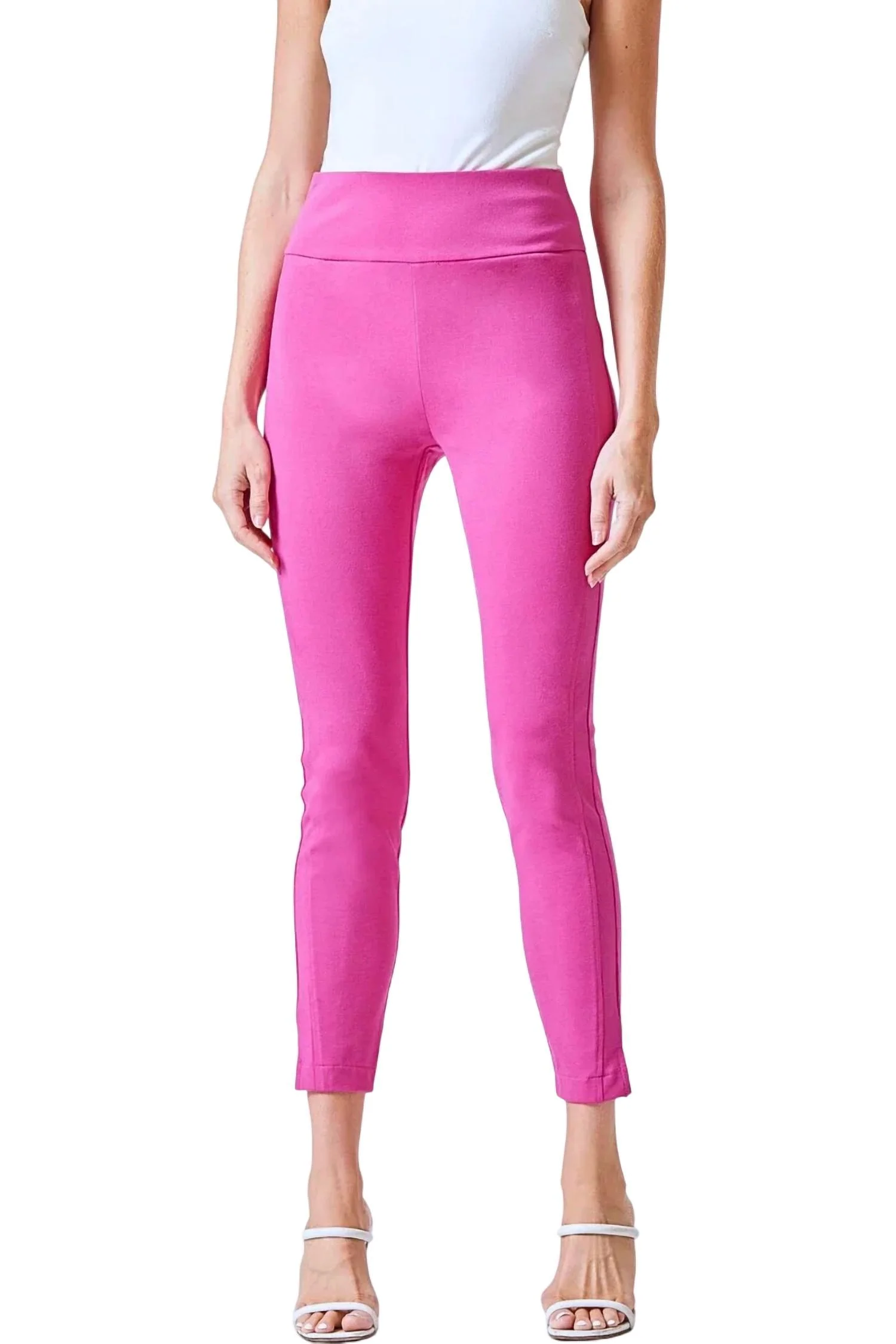Marley High Waisted Skinny Pants In Hot Pink