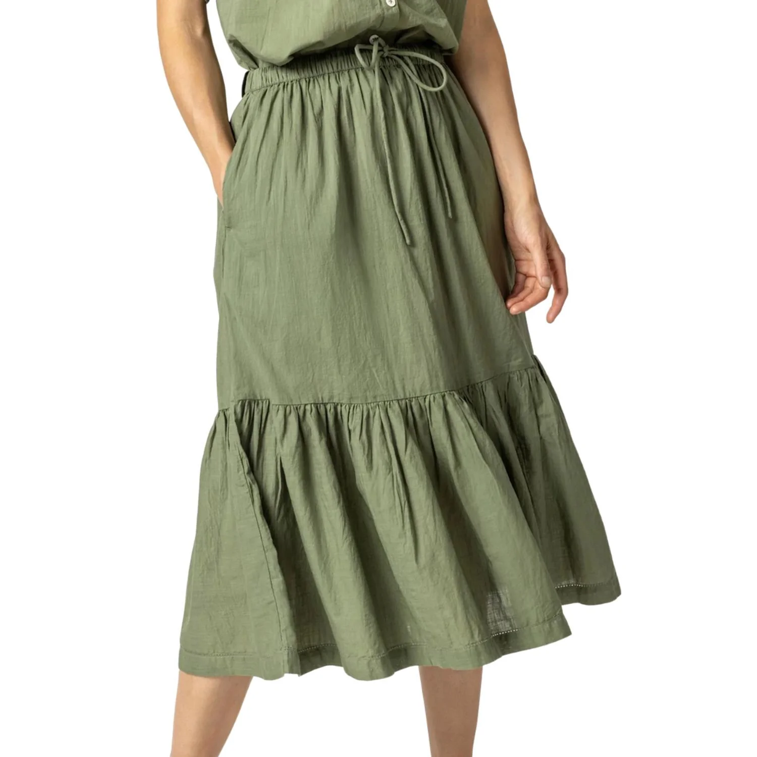 Pull On Peplum Skirt In Olive
