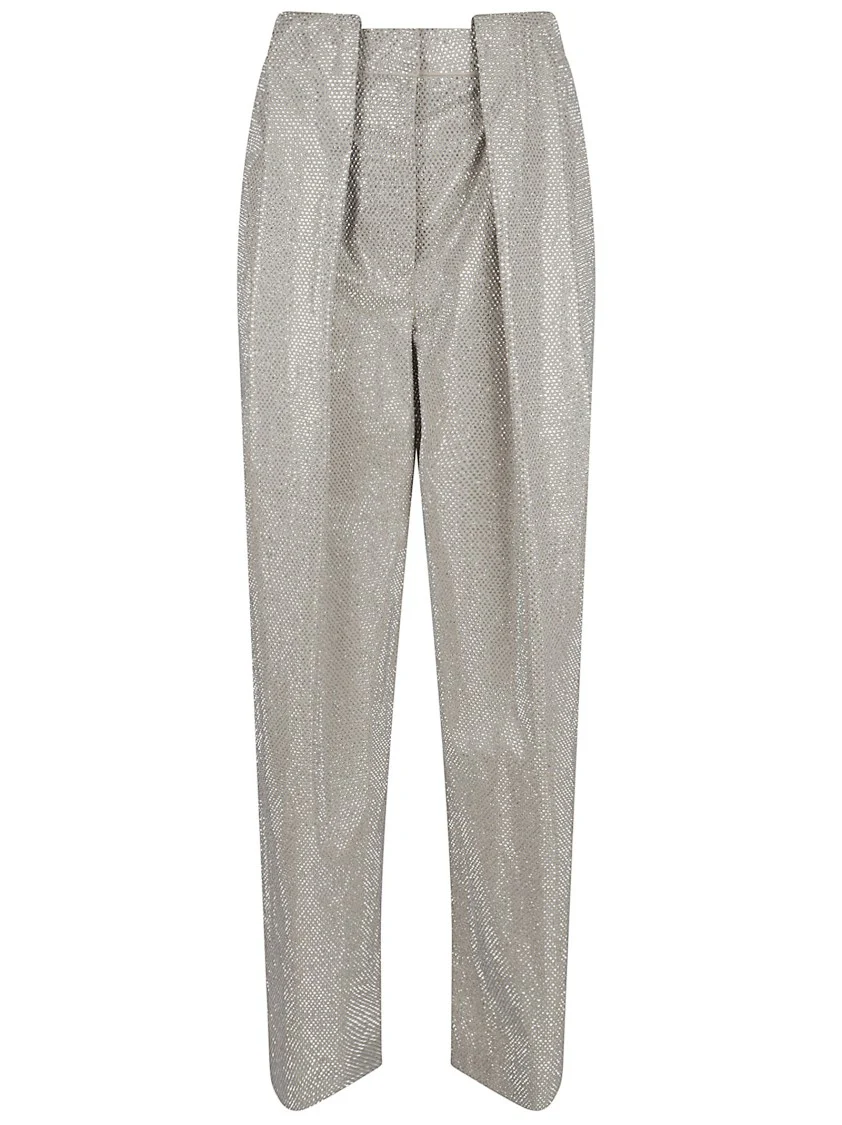 Crystal-Embellished Mid-Rise Balloon Trousers
