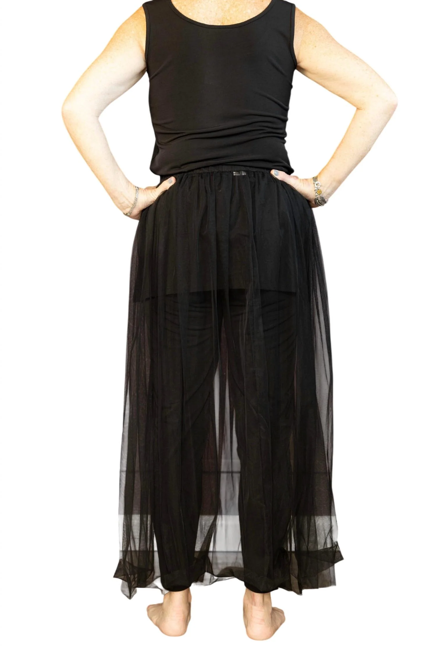 Tulle Overlay Skirt In Black