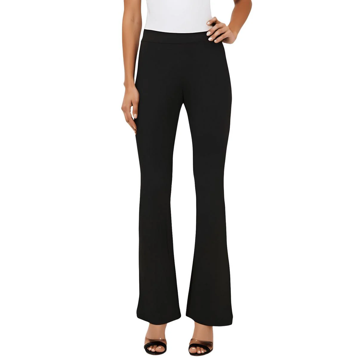 Plus Womens Flare Leg High Rise Trouser Pants