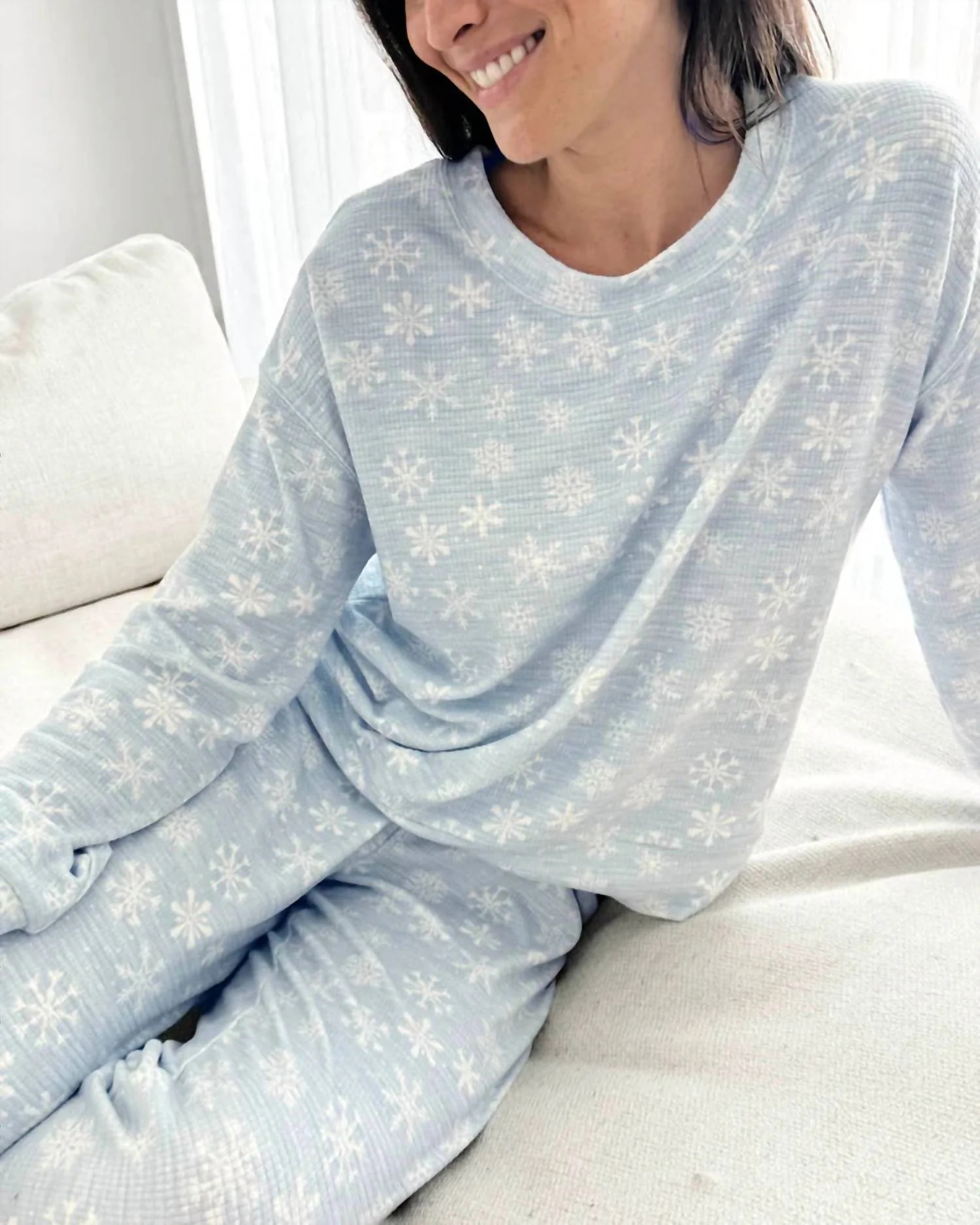 Marna Waffle Thermal Pjs In Snowflake