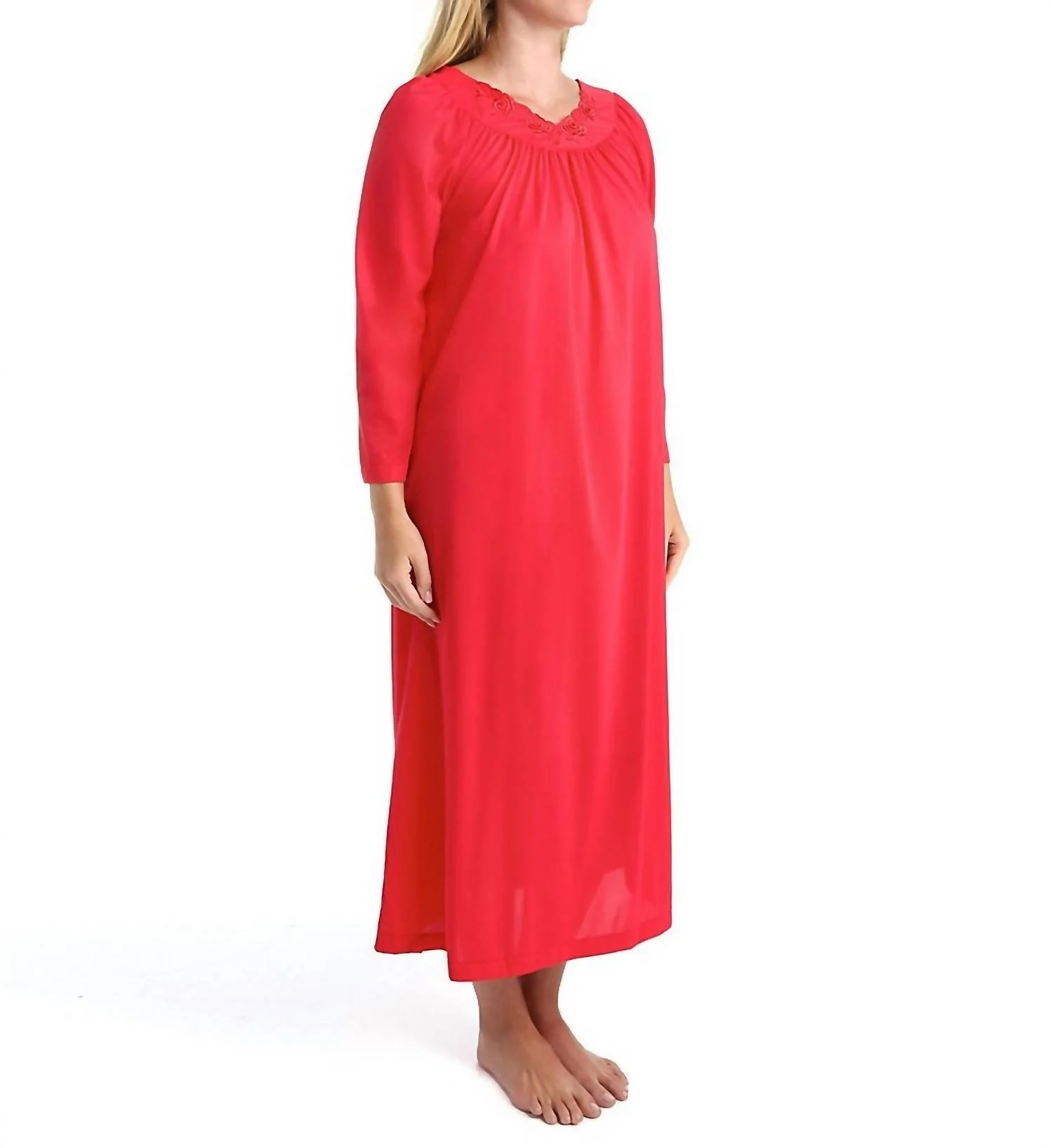 Petals 53 Inch Long Sleeve Gown In Red