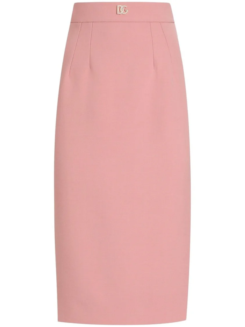 Knee-Length Pink Skirt With Logo Detail