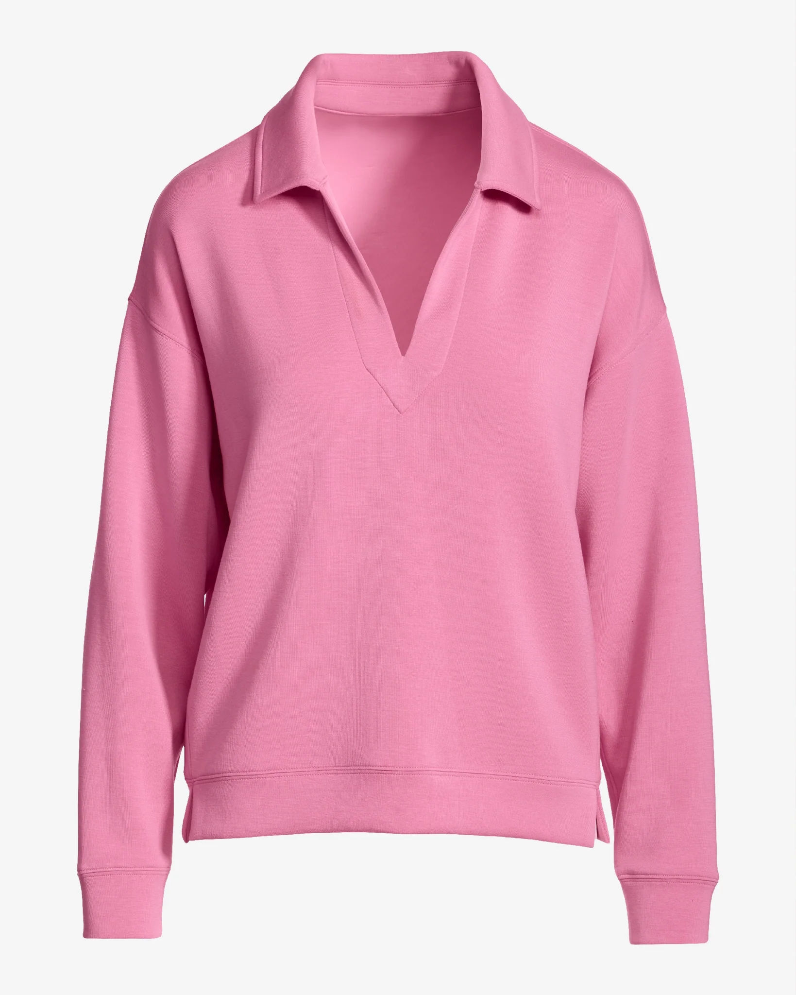 Luxe Lounge Collared Long Sleeve Sweatshirt Rosebloom
