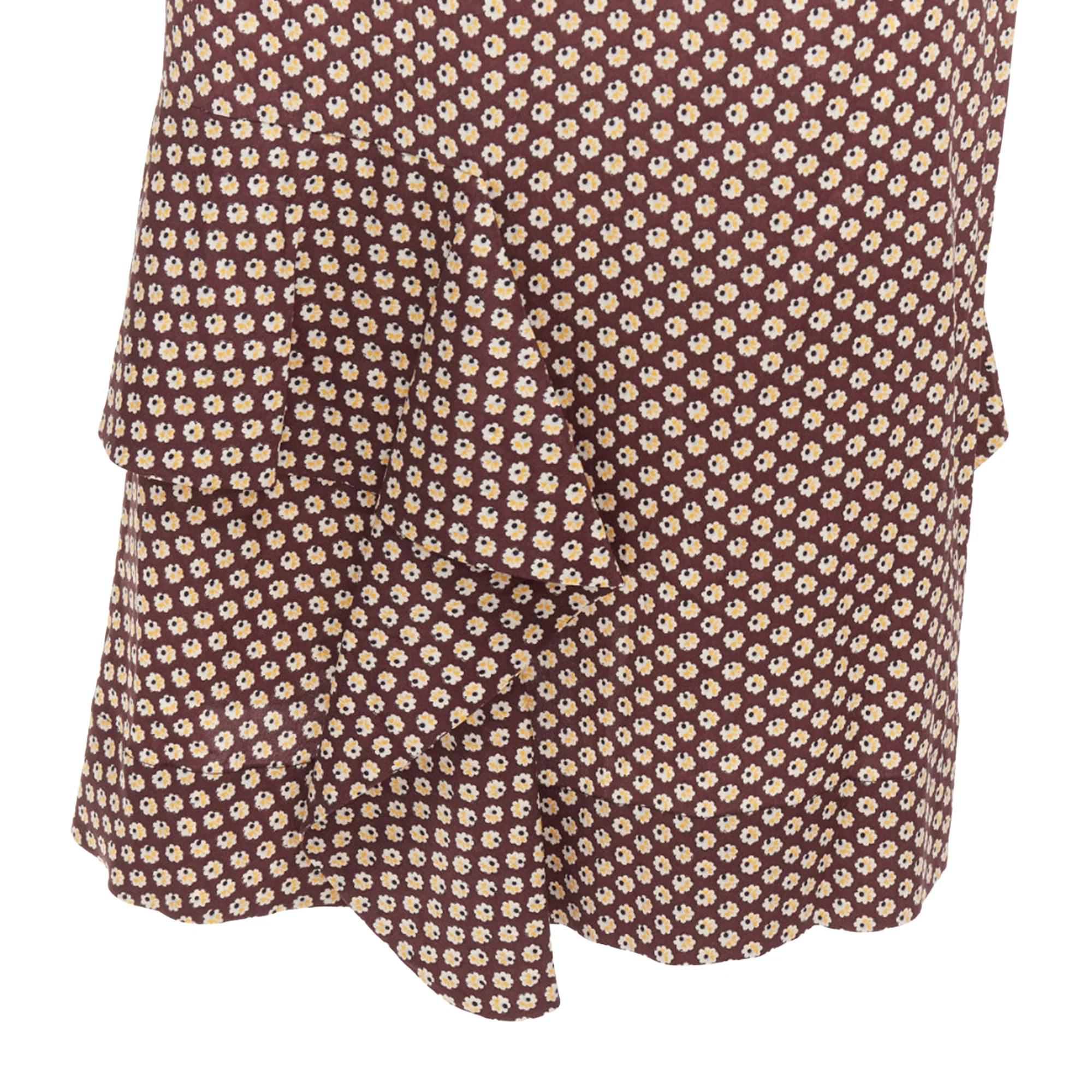 Marni Floral Silk Blend Ruffle Drape Front Mid Skirt