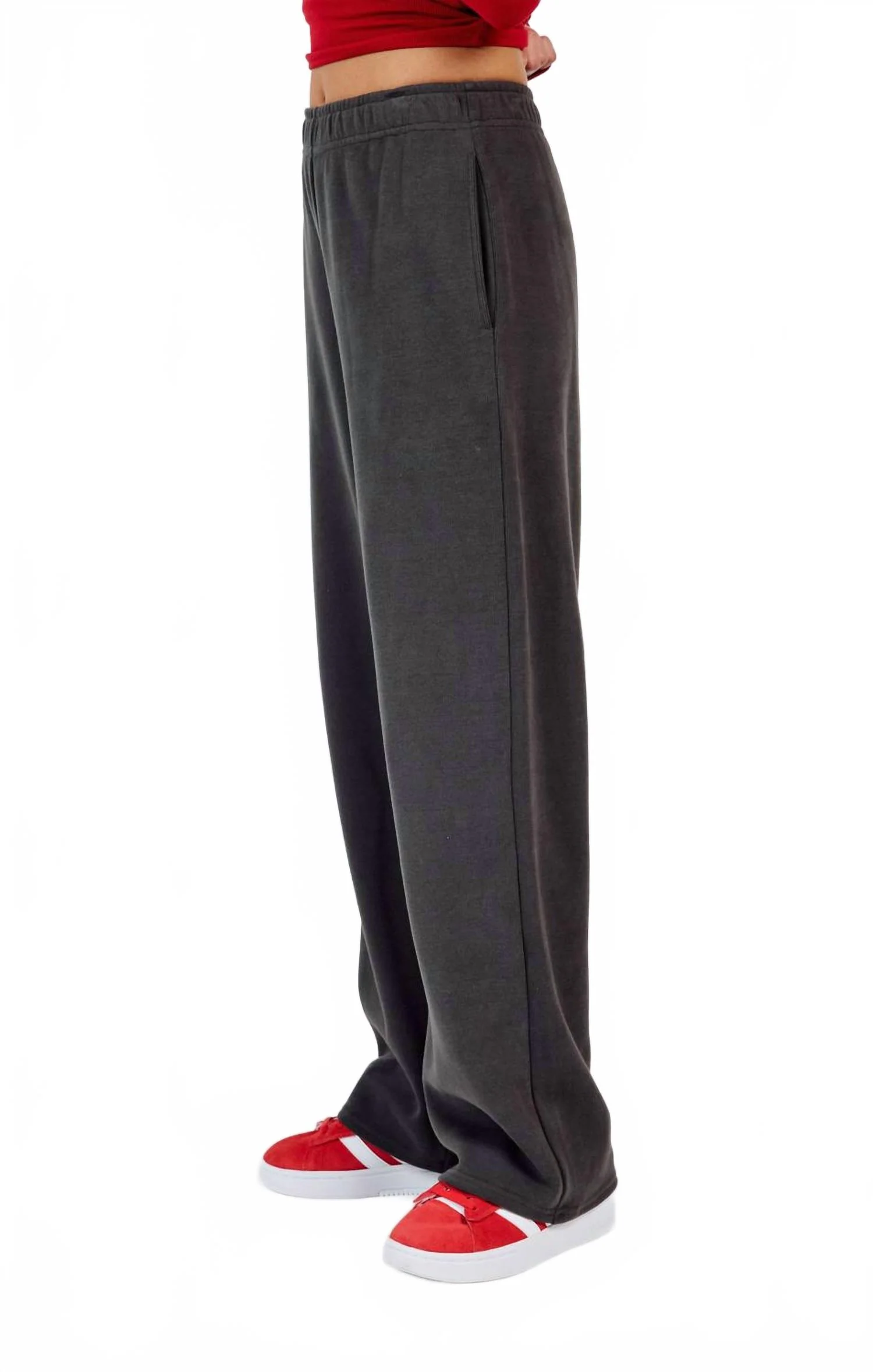 Relaxed Stay Wide Leg Sweatpants In Charcoal
