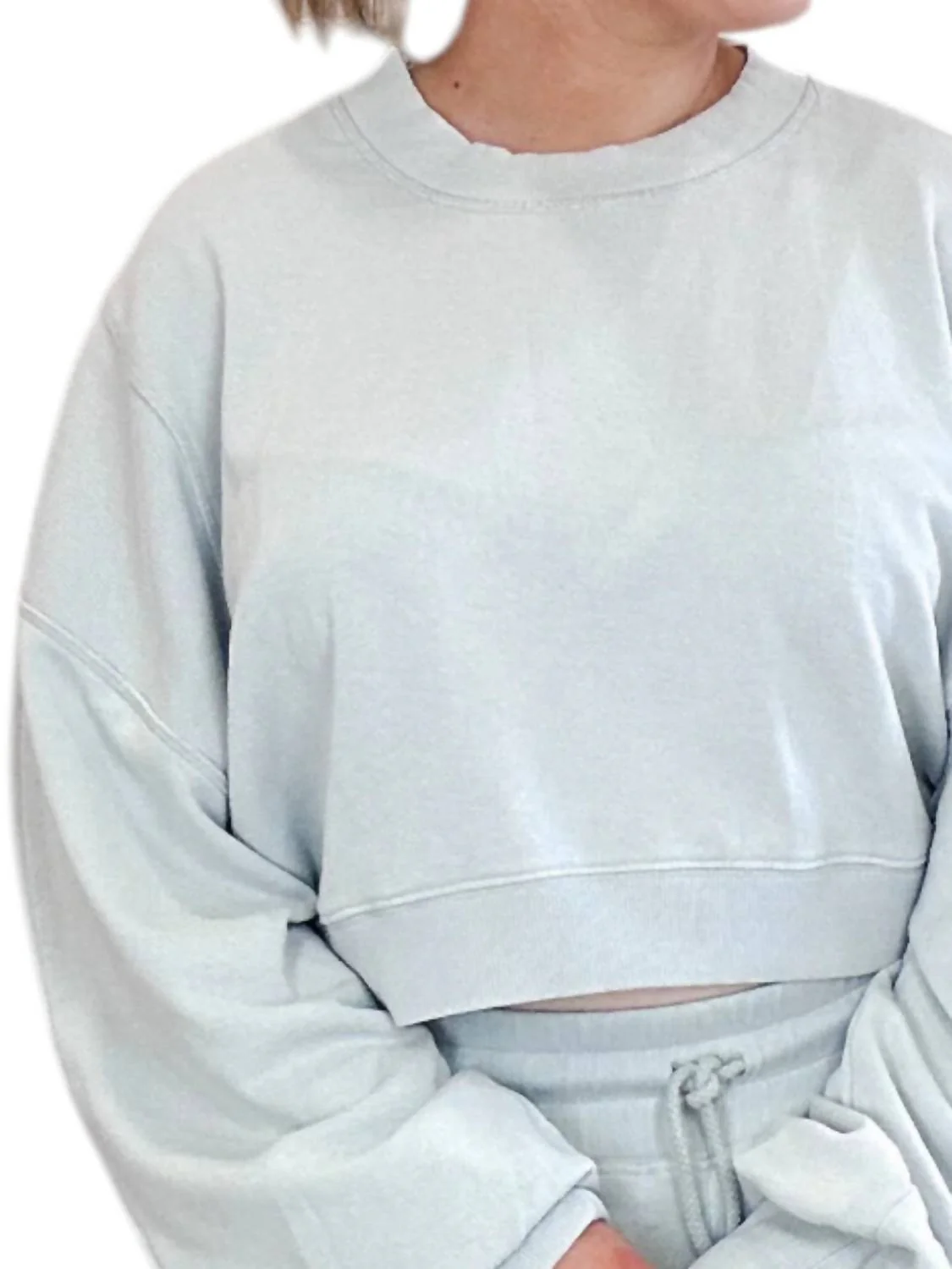 Matching Rib Pants And Top Set In Light Blue