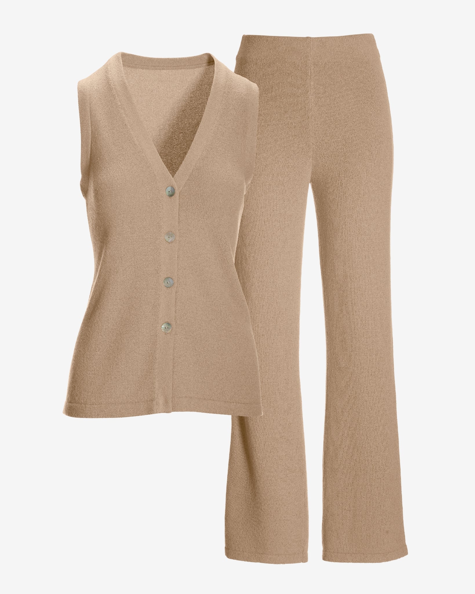 Button Up Sweater Lounge Set Sesame