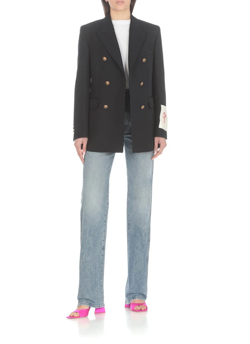 Dark Blue Diva Double-Breasted Blazer