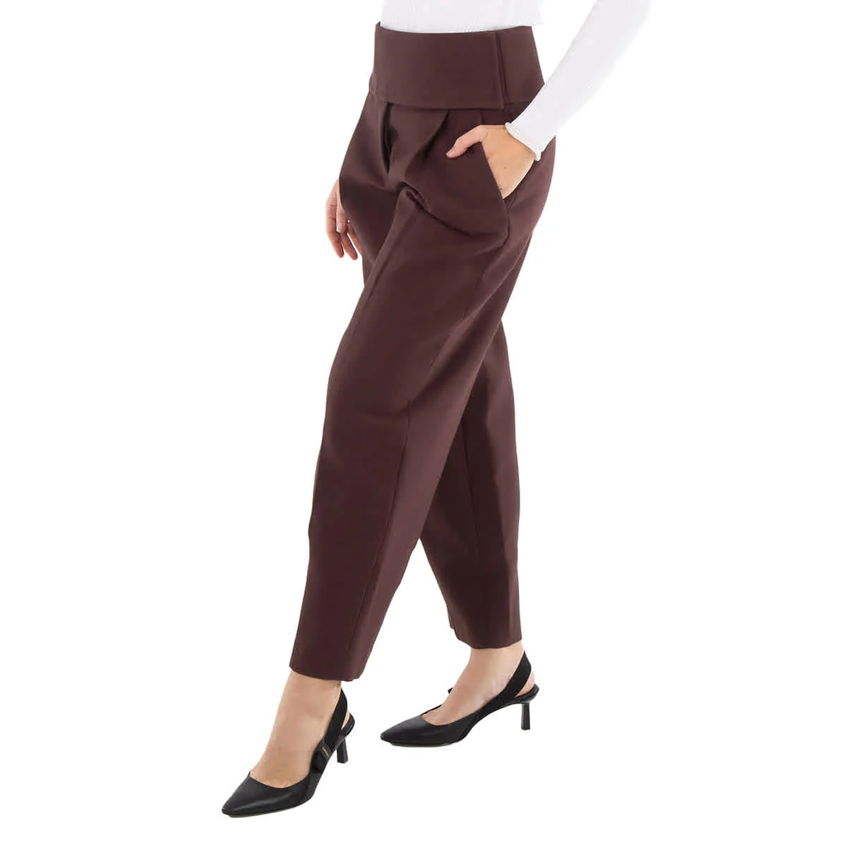 Jil Sander Ladies Plum Cropped Tapered Trousers, Brand Size 34 (US Size 2)