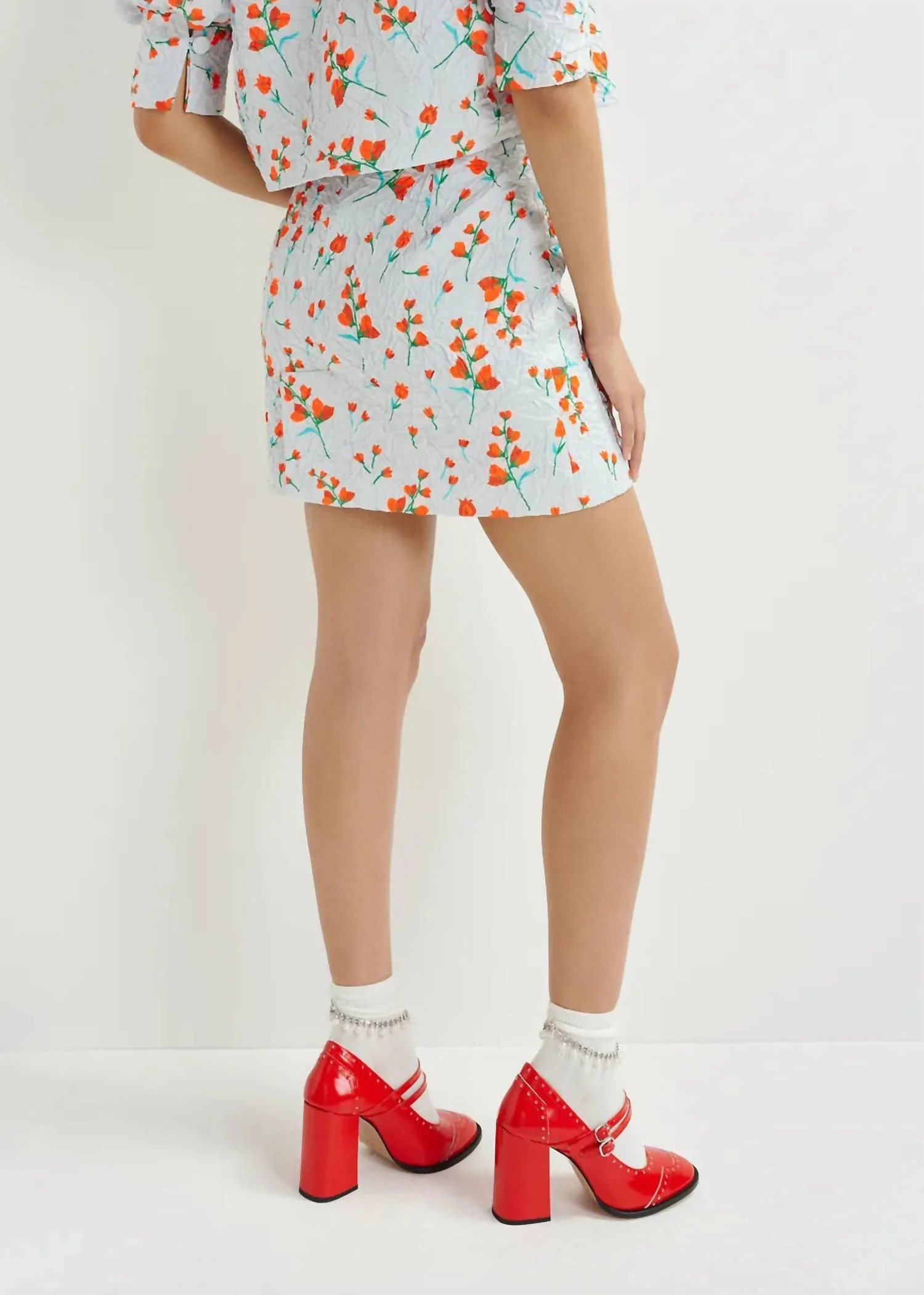 Pocket Mini Skirt In Green/orange/white