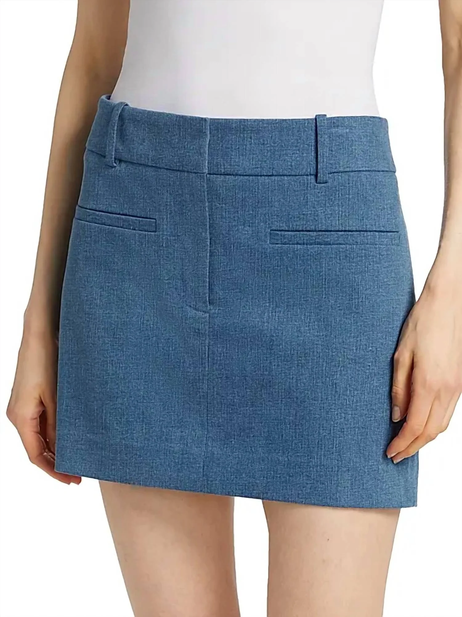 Elara Denim Mini Skirt In Light Cornflower