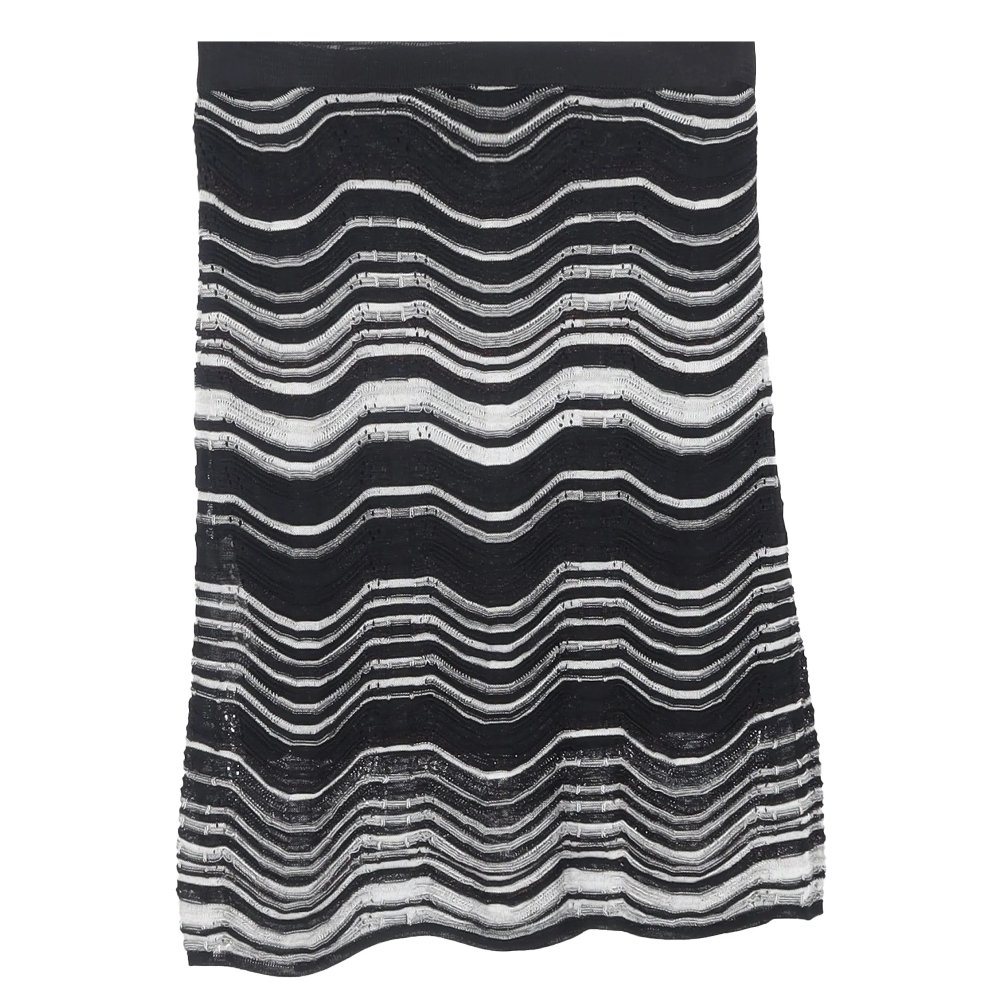 M Missoni Wave Mini Skirt in Black and White Cotton