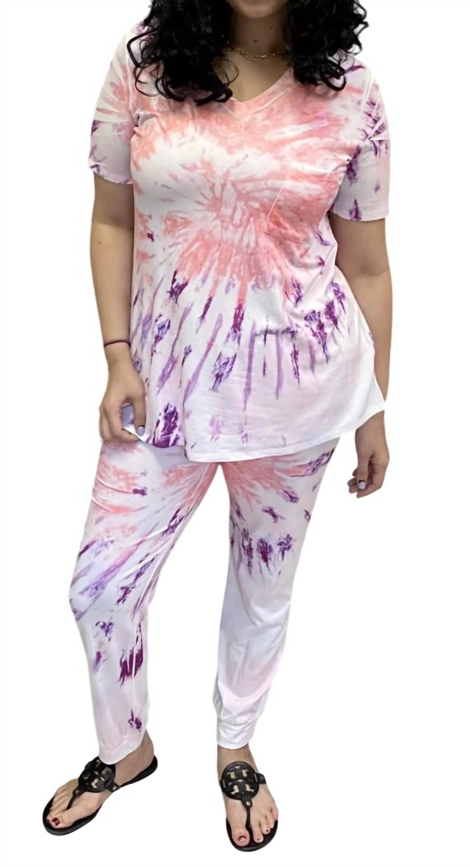 Starburst Tie Dye Jogger Set In Magenta