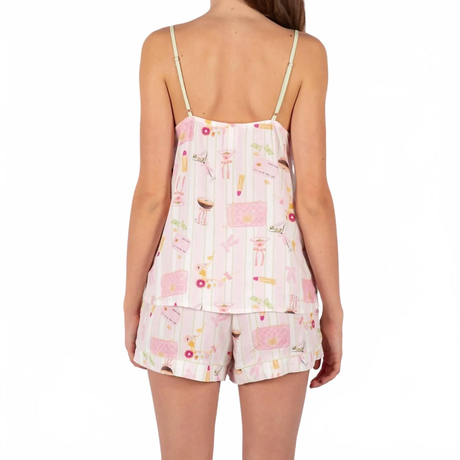 Girly Things Strappy Camisole Pajama Set In Multi