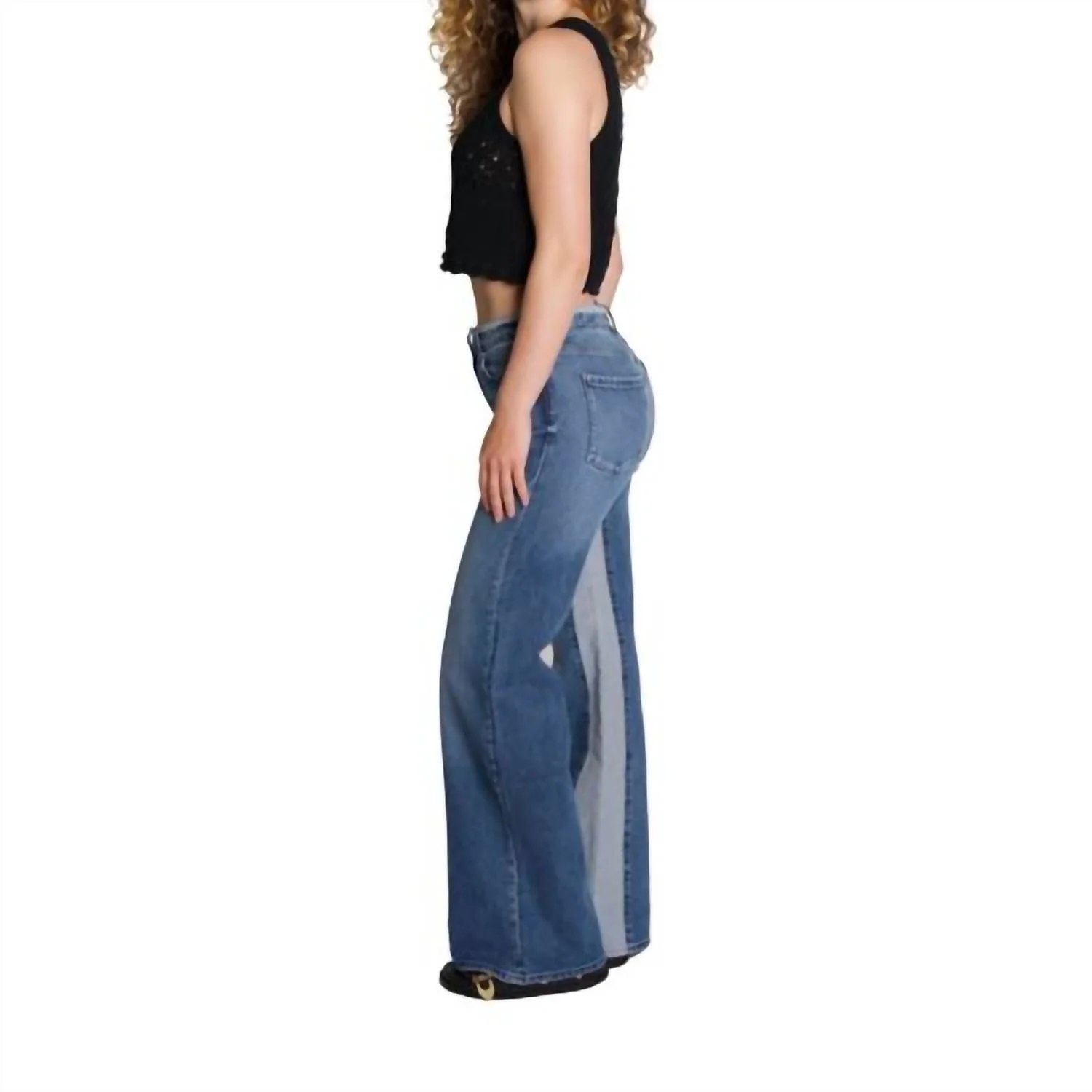 Virgo Two-Tone Wide Leg Jean In Champlain