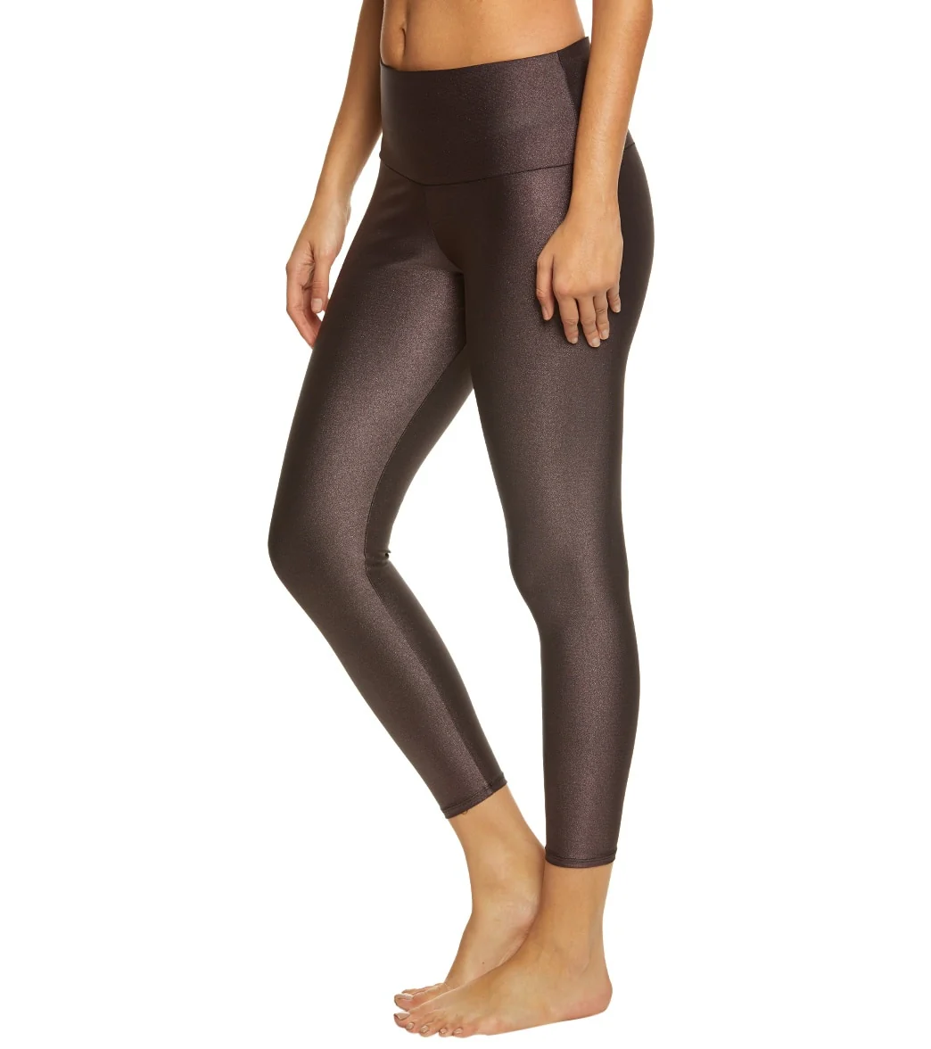 Onzie High Waisted Basic 7/8 Yoga Leggings Plum Sparks