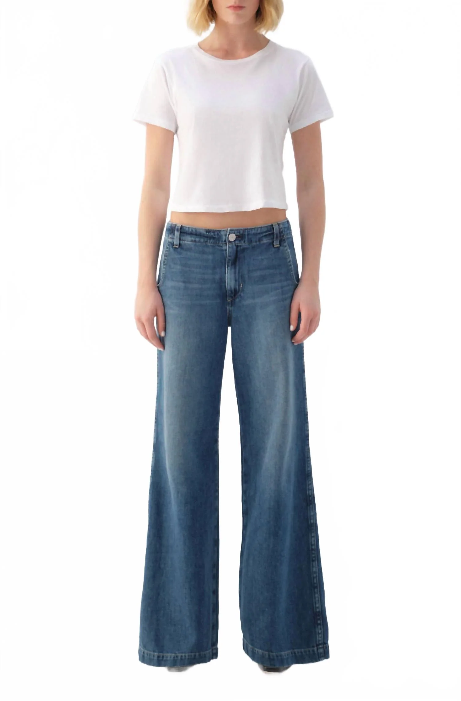 Edith Wide Leg Trouser In Denim