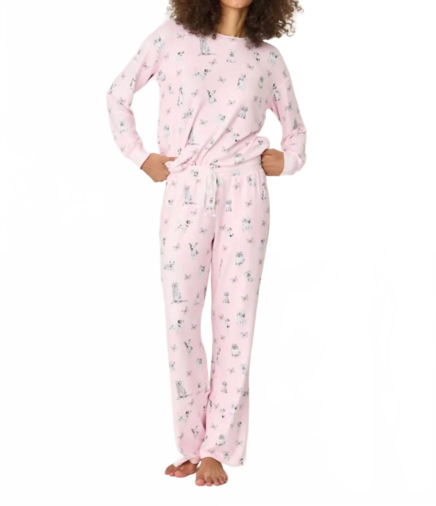 Butterfly Grove Pajama Set In Pink
