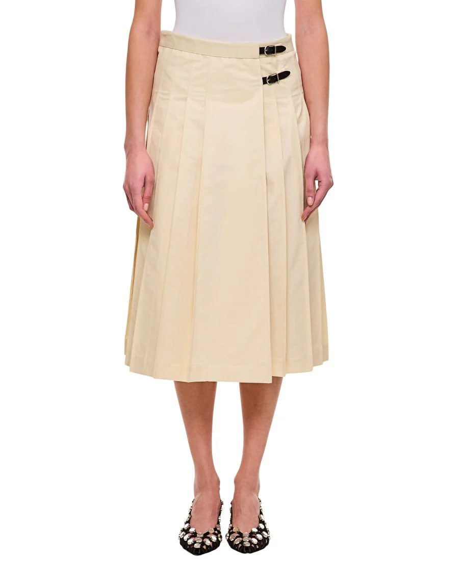 Pleated Midi Kilt Skirt
