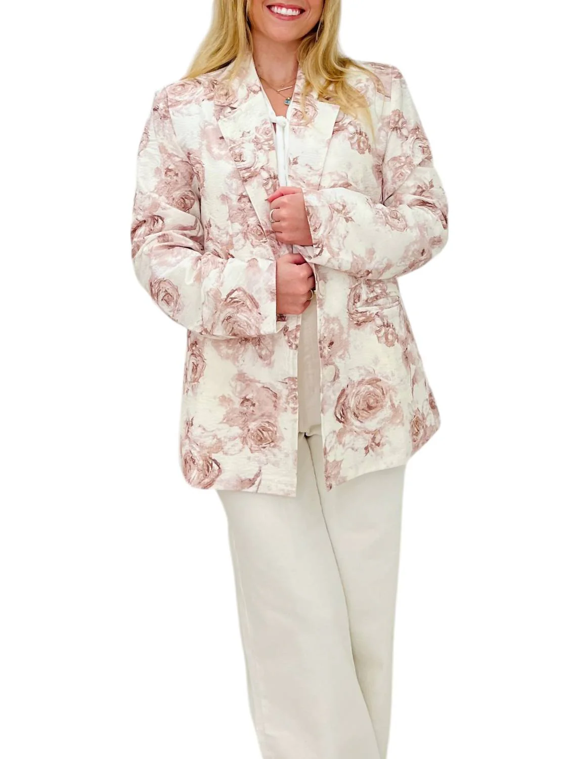 Betsy Flower Blazer In White