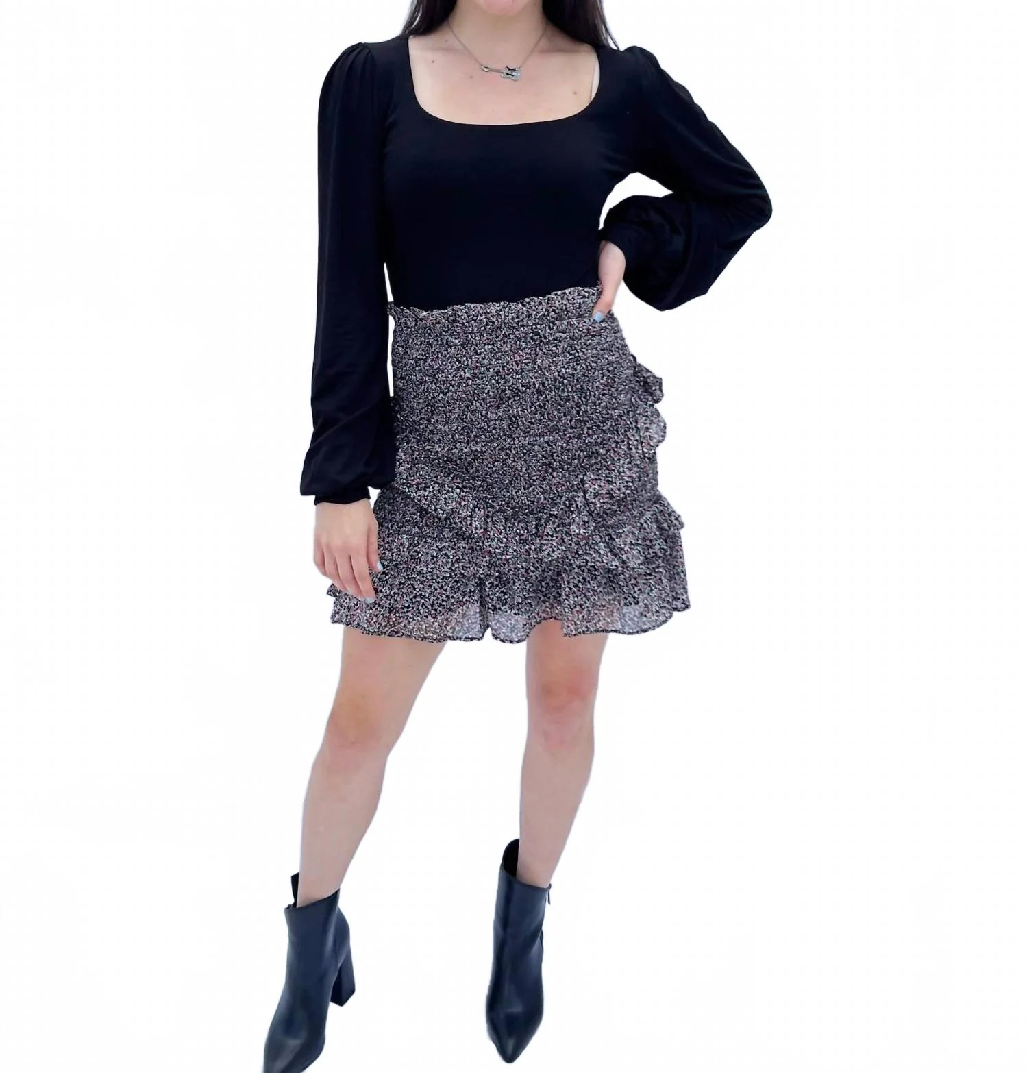 Smocked Ruffle Skirt In Multi