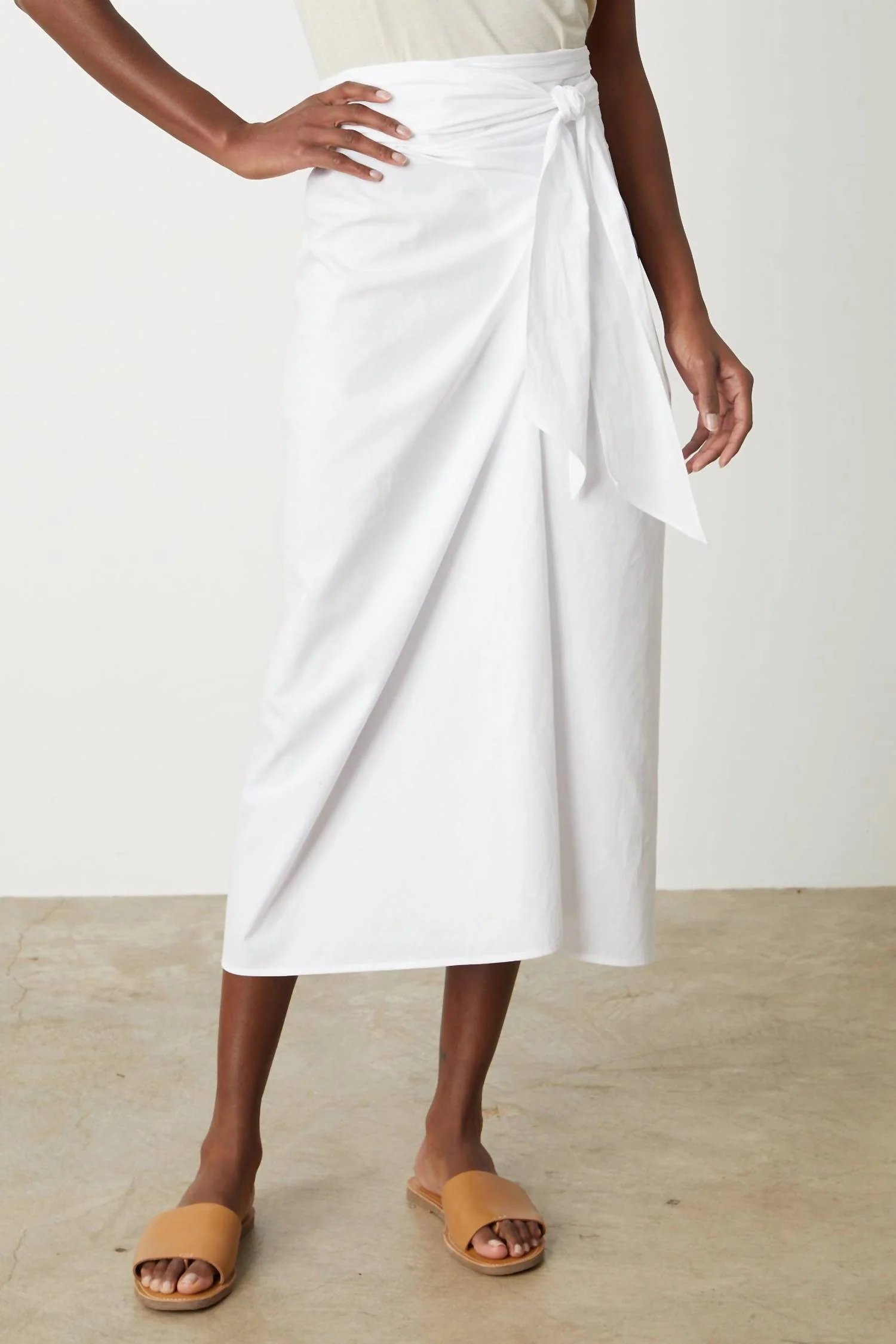 Leena Cotton Tie Front Skirt In White