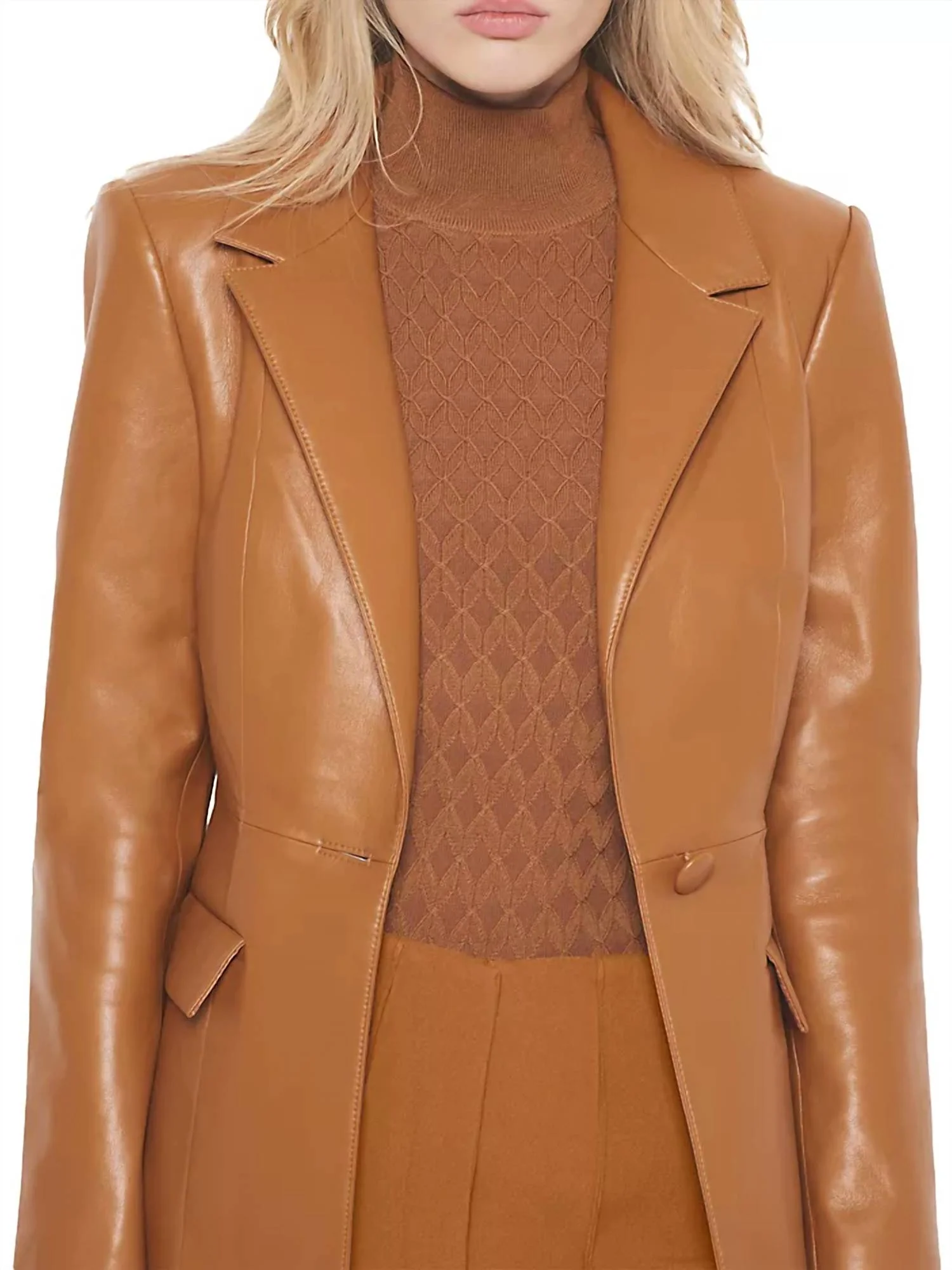 Finn Recycled Leather Blazer In Luggage