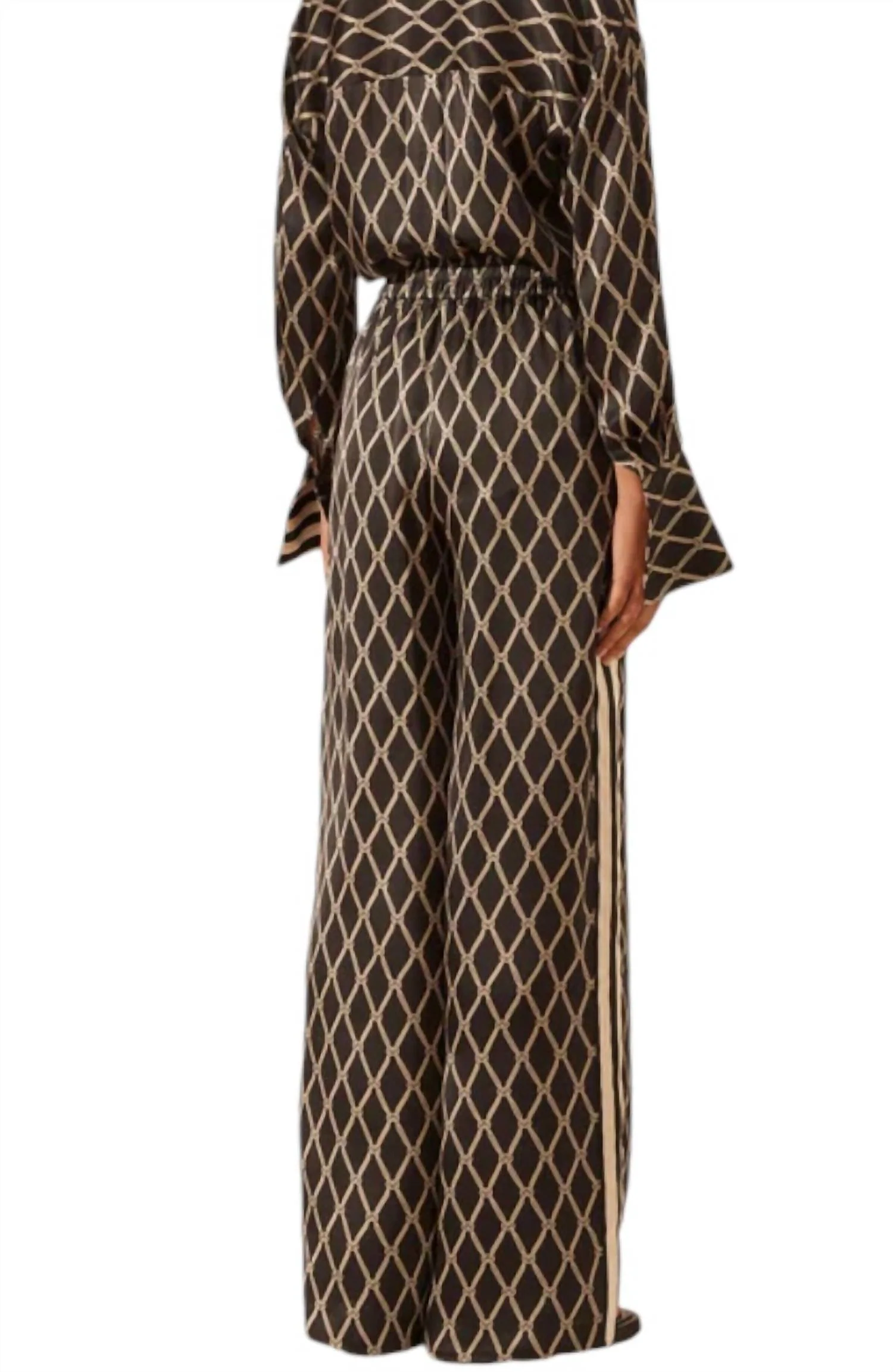 Silk Contrast Relaxed Pants In Corde