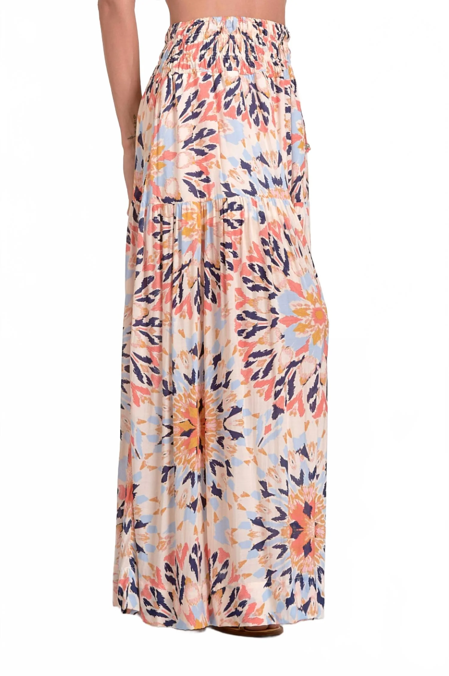 Smock Waist Maxi Skirt In Multi Kaleidos