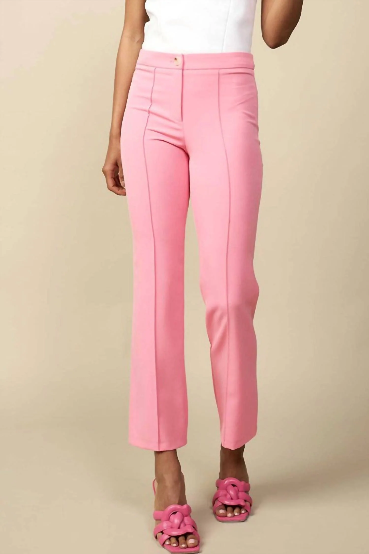 Aubrey Stretch Straight Leg Pants In Pink