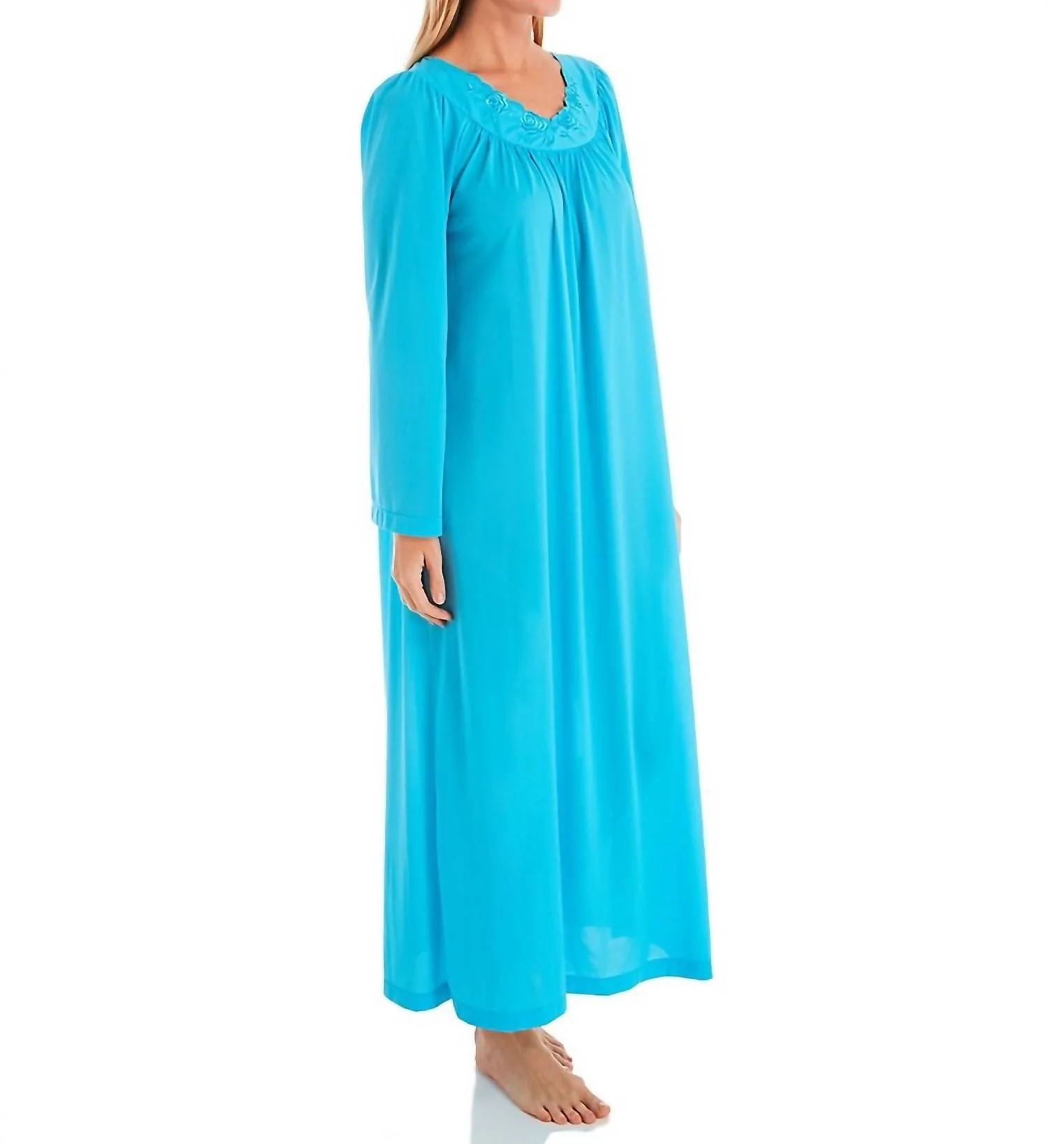 Petals 53 Inch Long Sleeve Gown In Turquoise