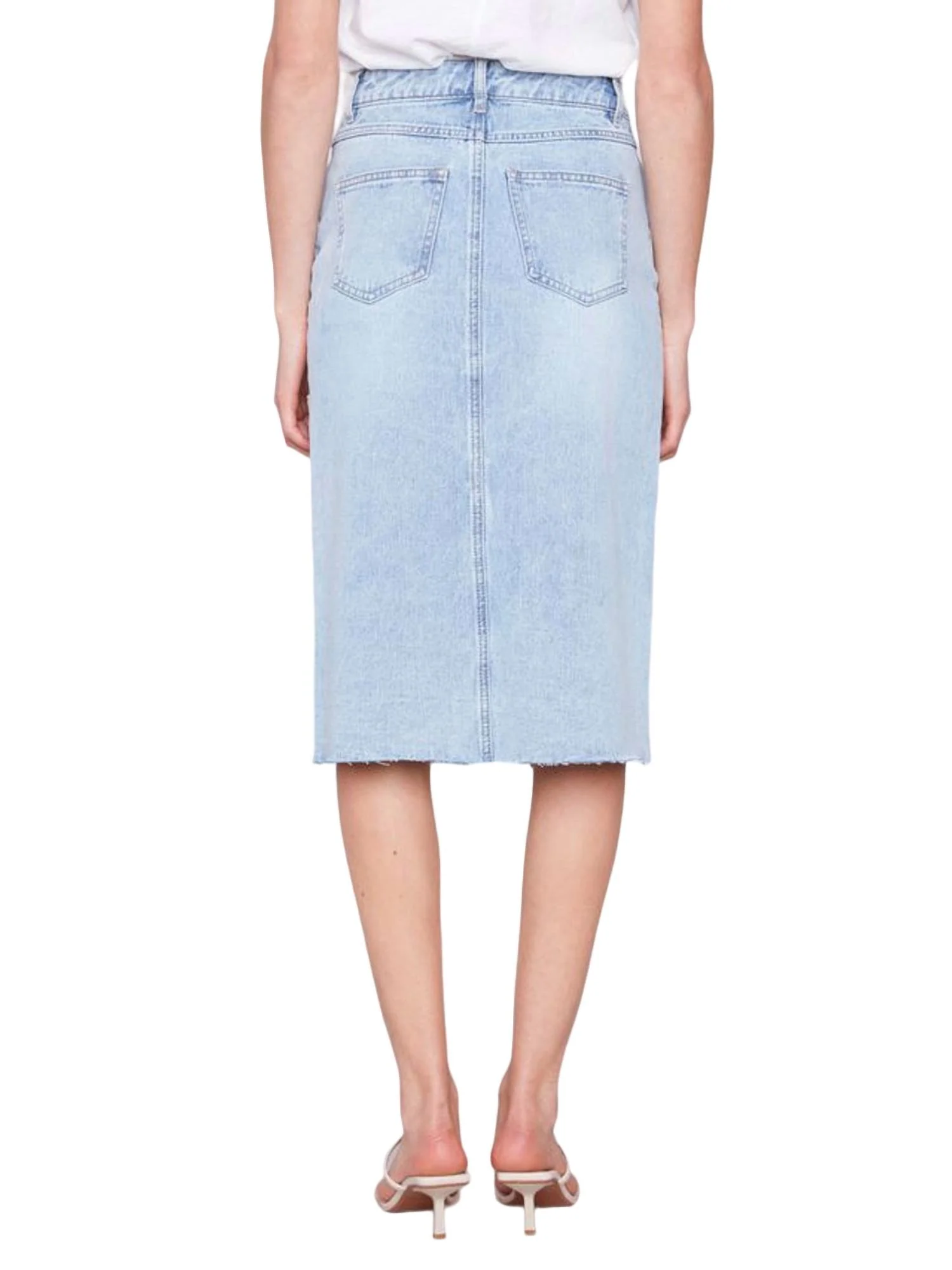 Frayed Hem Denim Skirt