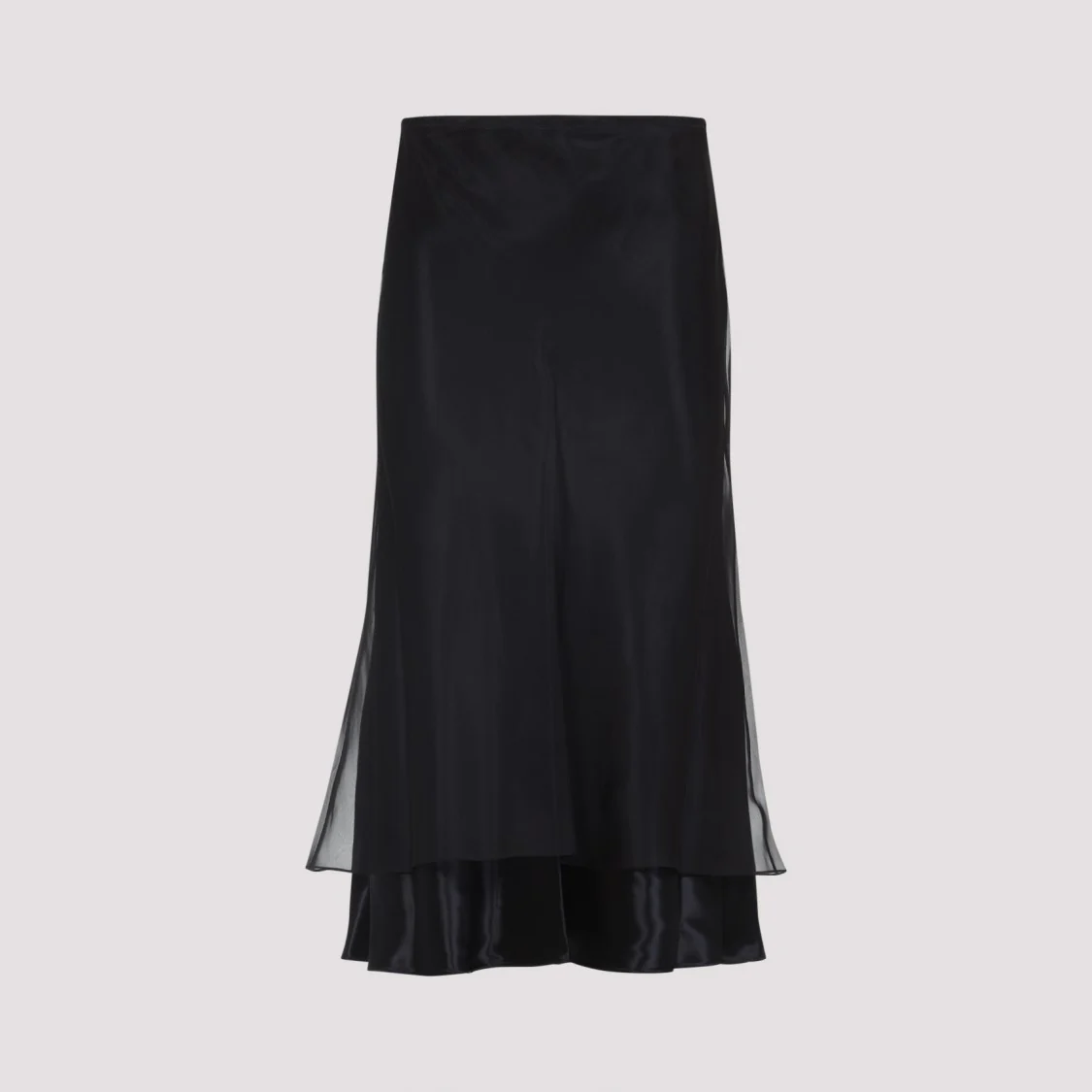 Monina Black Viscose Midi Skirt