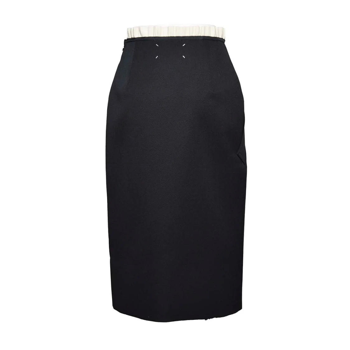 Black Wool Midi Skirt