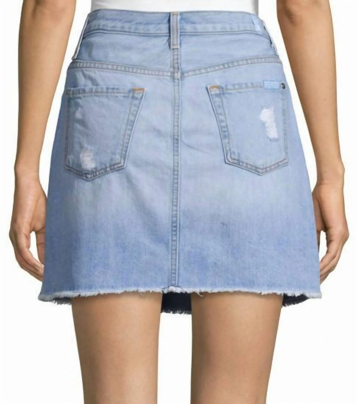 Denim Frayed Hem Santa Cruz Mini Skirt In Blue