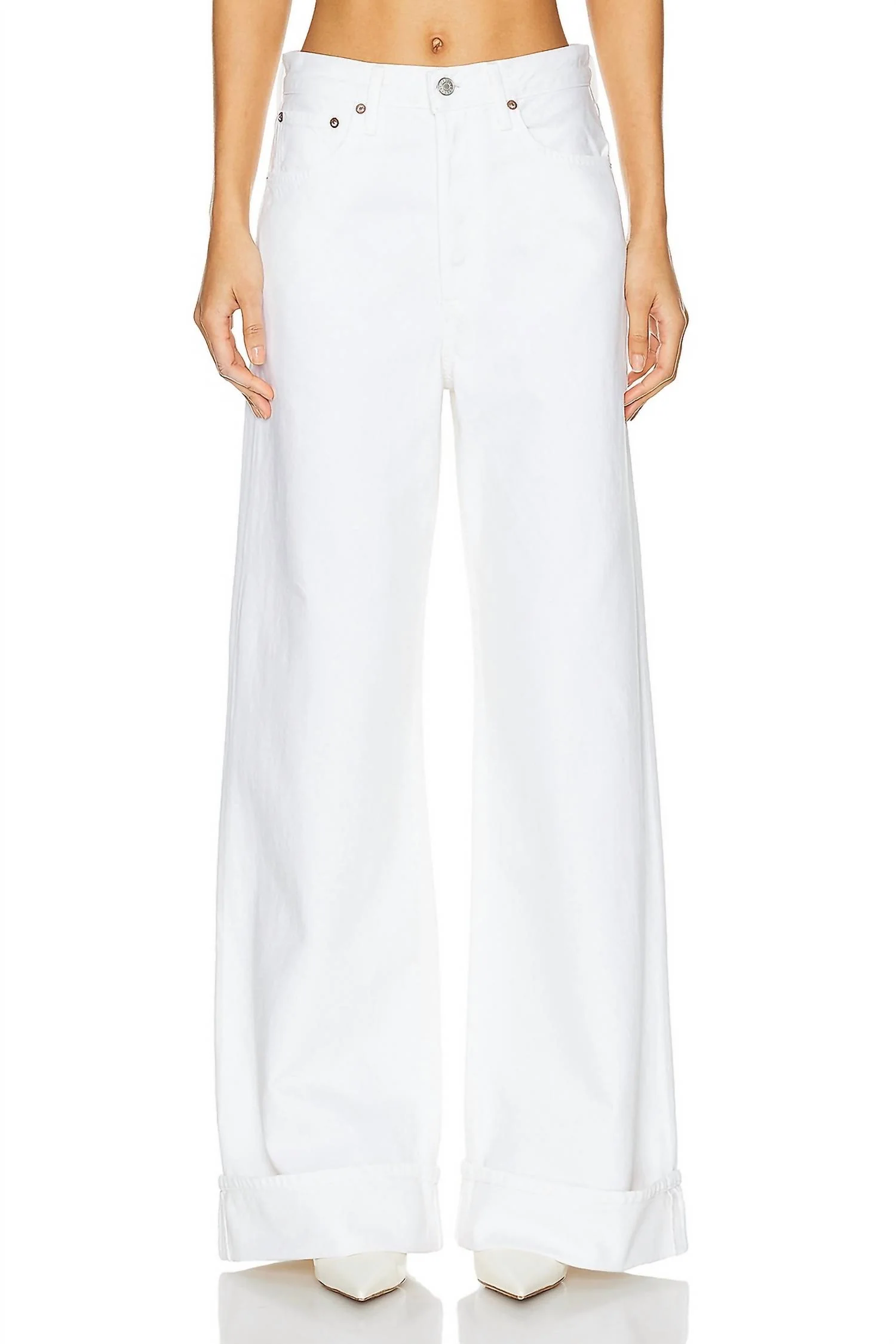 Dame High Rise Wide Leg Jeans In Fortune Cookie